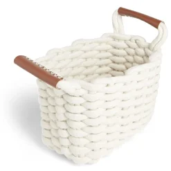 Rangement|Gifi Panière rectangulaire tricot coton blanc 16x14xH24cm