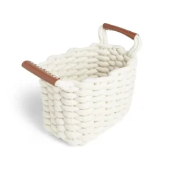 Rangement|Gifi Panière rectangulaire tricot coton blanc 16x14xH24cm
