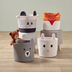 Rangement|Gifi Panière renard orange et blanc Ø30x24cm