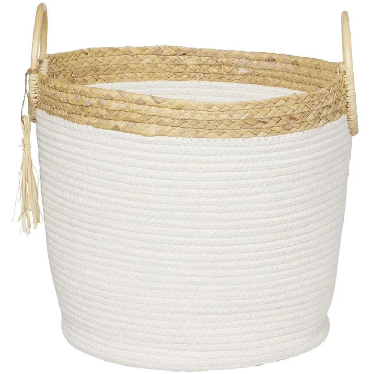 Rangement|Gifi Panière ronde avec anses blanc naturel Ø40,5xH35 cm - RONDA