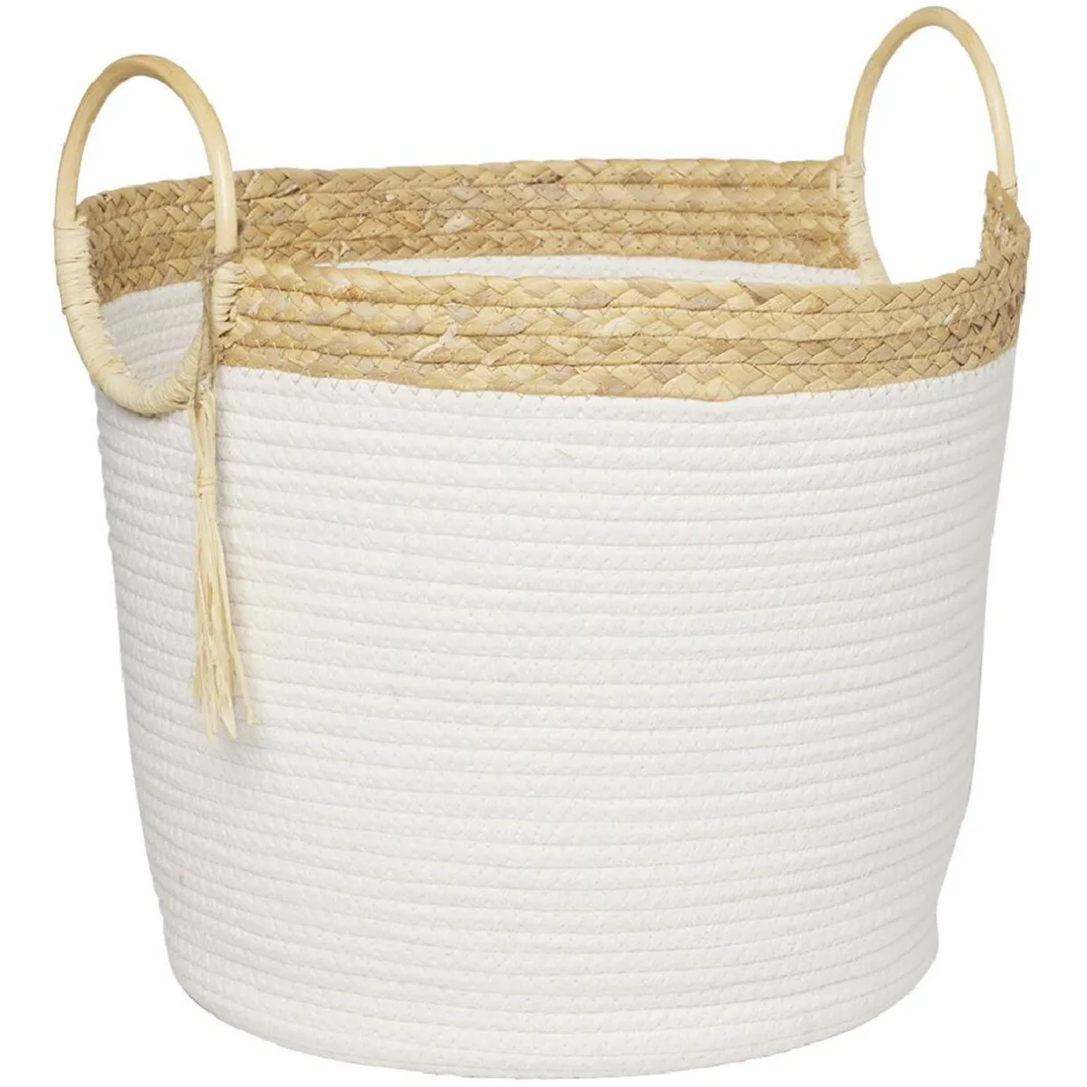 Rangement|Gifi Panière ronde avec anses blanc naturel Ø40,5xH35 cm - RONDA