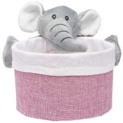 Rangement|Gifi Panière ronde avec peluche animal Ø15 x H.14 cm
