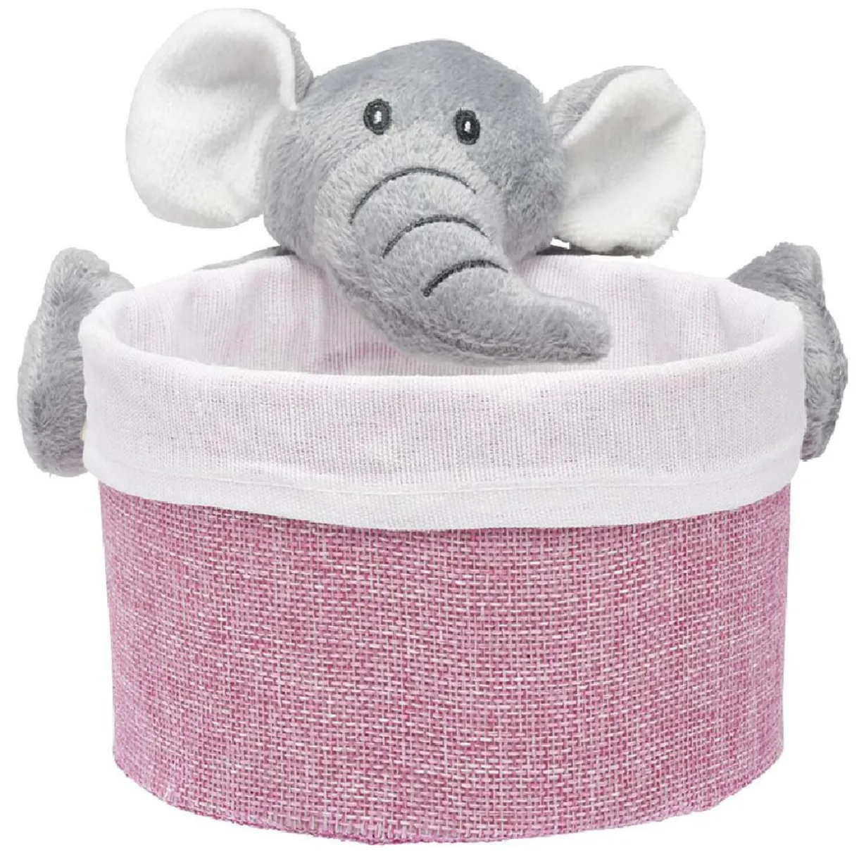 Rangement|Gifi Panière ronde avec peluche animal Ø15 x H.14 cm