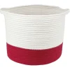 Rangement|Gifi Panière ronde bicolore en coton rouge et blanc Ø33xH.28 cm