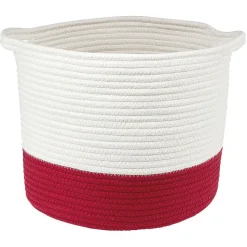Rangement|Gifi Panière ronde bicolore en coton rouge et blanc Ø33xH.28 cm