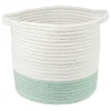Rangement|Gifi Panière ronde bicolore en coton vert et blanc Ø25xH.23 cm