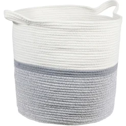 Rangement|Gifi Panière ronde blanche et grise Ø40xH40 cm - HIRO