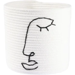 Rangement|Gifi Panière ronde coton motif visage