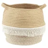 Rangement|Gifi Panière ronde coton tissé naturel décor macramé Ø30xH.26 cm