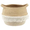 Rangement|Gifi Panière ronde coton tissé naturel décor macramé Ø26xH.20 cm