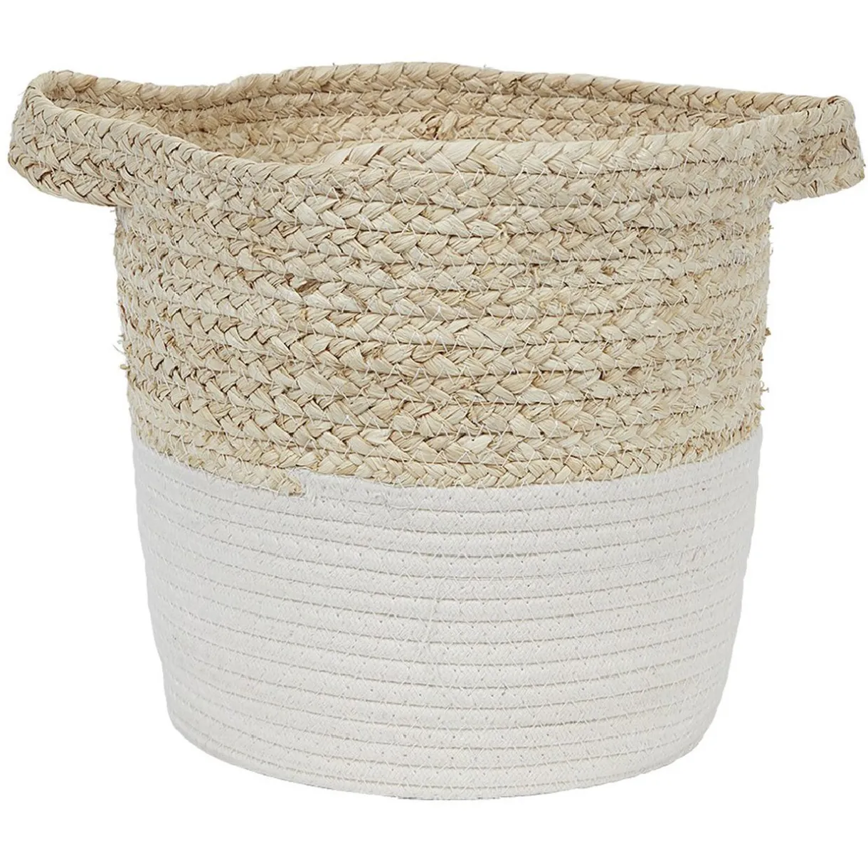 Rangement|Gifi Panière ronde en coton tissé blanc naturel H28 cm