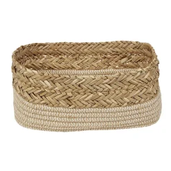 Rangement|Gifi Panière ronde en Jacinthe d'eau et Coton tressé 30x19xH12 cm