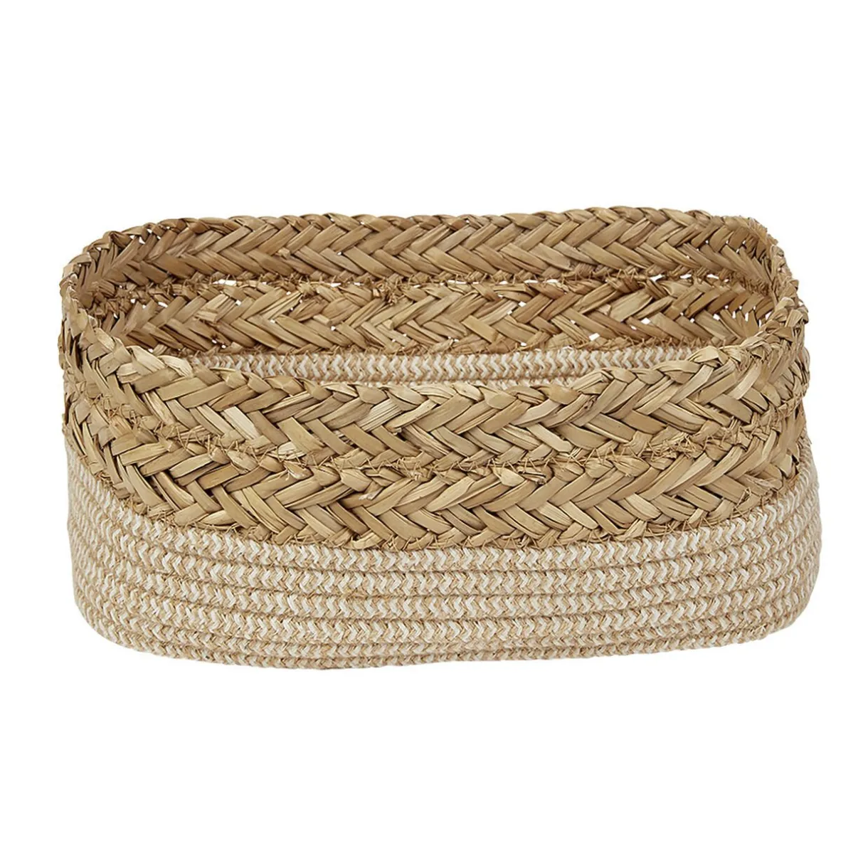 Rangement|Gifi Panière ronde en Jacinthe d'eau et Coton tressé 30x19xH12 cm