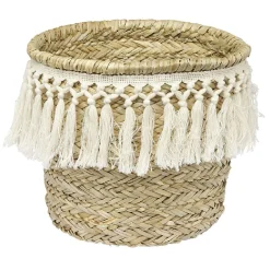 Rangement|Gifi Panière ronde en jonc décor macramé Ø26 cm