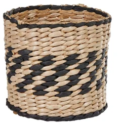 Rangement|Gifi Panière ronde en osier tressé bicolore noir naturel x2