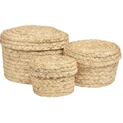 Rangement|Gifi Panière ronde jonc tressé avec couvercle x3