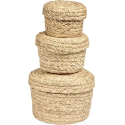 Rangement|Gifi Panière ronde jonc tressé avec couvercle x3