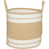 Rangement|Gifi Panière ronde naturel bandes blanches Ø43xH43 cm - SAMI