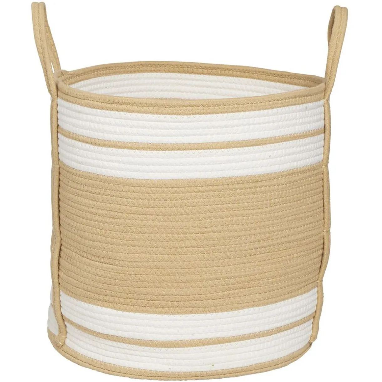 Rangement|Gifi Panière ronde naturel bandes blanches Ø43xH43 cm - SAMI