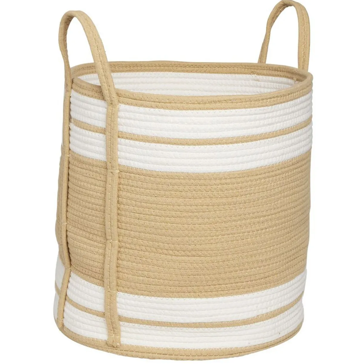 Rangement|Gifi Panière ronde naturel bandes blanches Ø43xH43 cm - SAMI