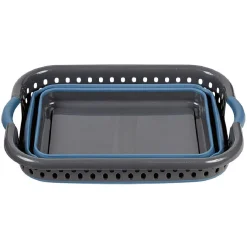 Entretien Du Linge|Gifi Panière rétractable en plastique gris et bleu