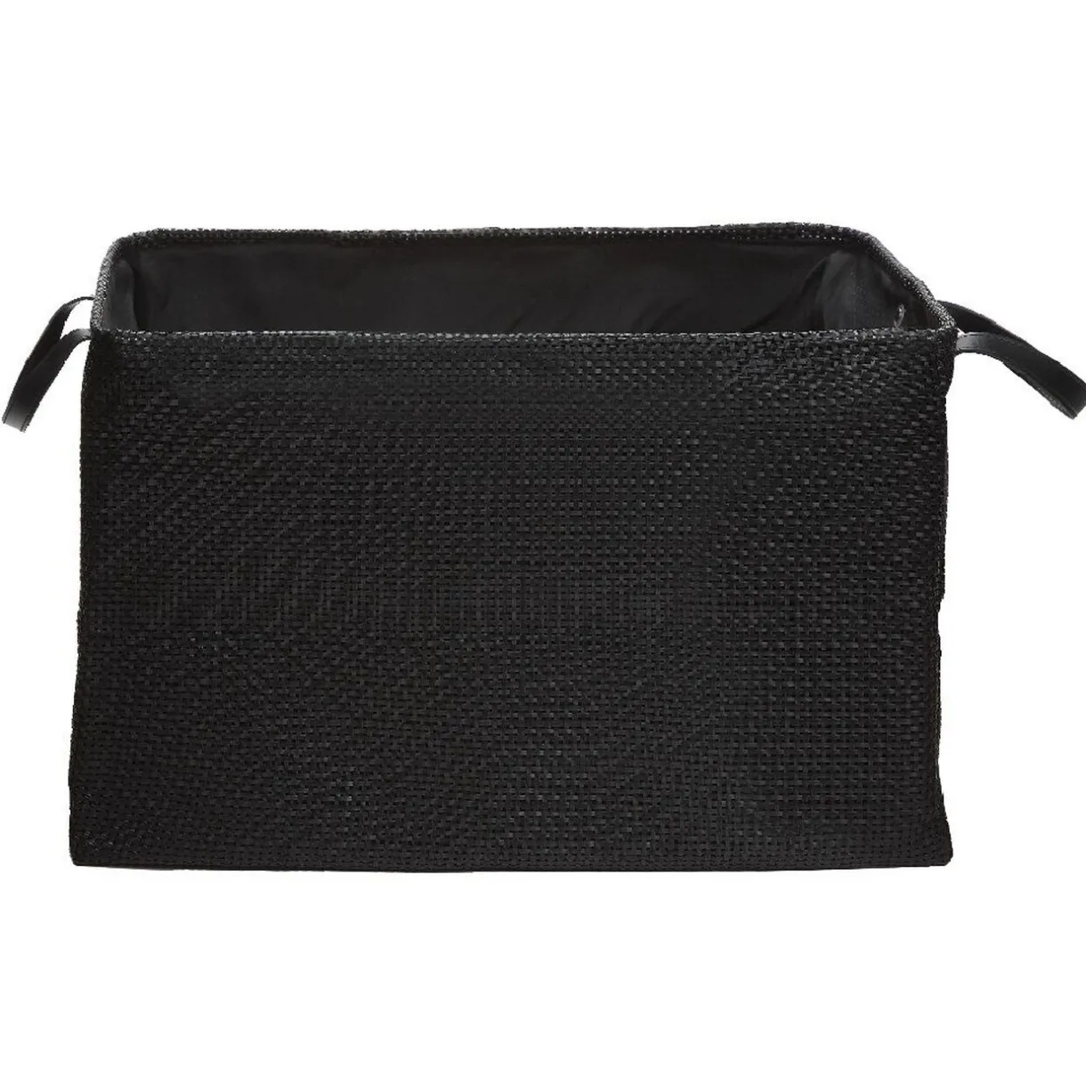 Rangement|Gifi Panière textilène pliable avec anses simili cuir noir L45 cm