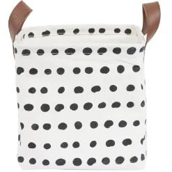 Rangement|Gifi Panière tissu carrée avec anse motif pois noir et blanc 20x20x20cm