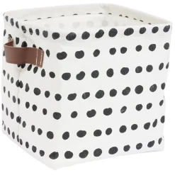Rangement|Gifi Panière tissu carrée avec poignée motif pois noir et blanc 20x20x20cm
