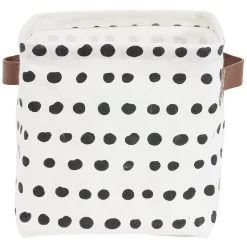 Rangement|Gifi Panière tissu carrée avec poignée motif pois noir et blanc 20x20x20cm