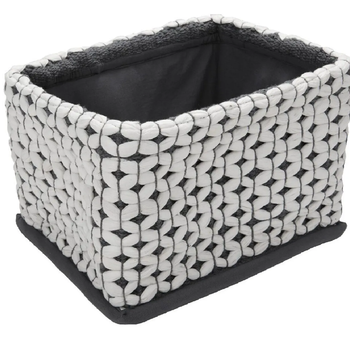 Rangement|Gifi Panière tissu crocheté bicolore L 34x l 24 x H 20 cm