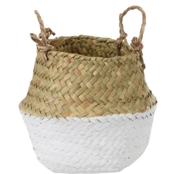 Rangement|Gifi Panière tressée jonc de mer bicolore blanc naturel