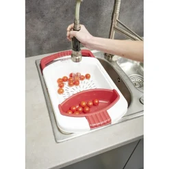 Passoire 2 en 1 planche à découper amovible rouge et blanche^Gifi Clearance