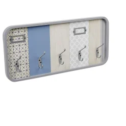 Rangement|Gifi Patère à clefs déco murale 5 crochets et porte étiquettes