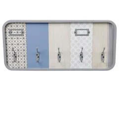 Rangement|Gifi Patère à clefs déco murale 5 crochets et porte étiquettes