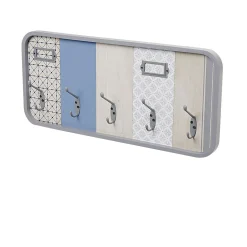 Rangement|Gifi Patère à clefs déco murale 5 crochets et porte étiquettes