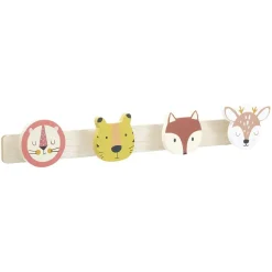 Rangement|Gifi Patère bois tête d'animaux pour enfant 4 crochets 55x8,5xH4,8cm