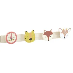 Rangement|Gifi Patère bois tête d'animaux pour enfant 4 crochets 55x8,5xH4,8cm