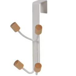 Rangement|Gifi Patère de porte 4 crochets en métal et bois