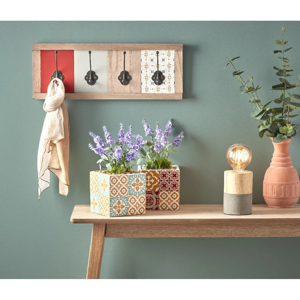 Rangement|Gifi Patère murale 4 crochets carreaux de ciment Dolce Vita