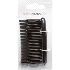 Hot Gifi Peigne de côté pour chignon noir x2