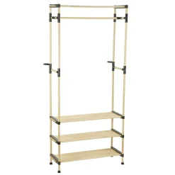 Rangement|Gifi Penderie avec 3 étageres bois beige et plastique noir - 77x28xH164cm