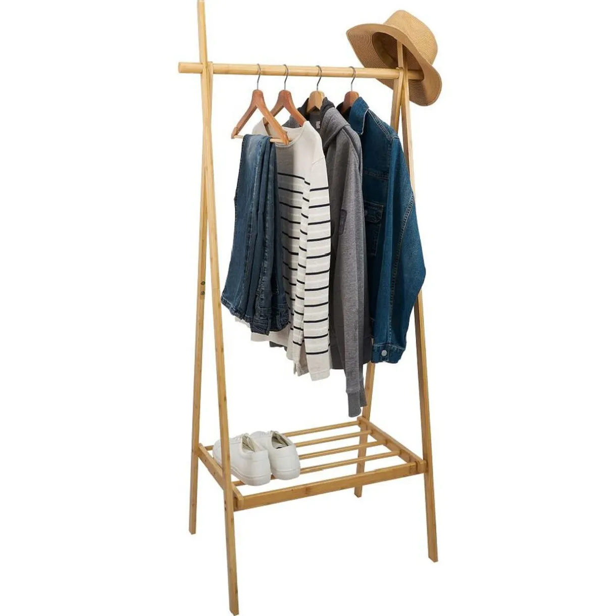 Rangement|Gifi Penderie avec étagère 75xH160x47cm bambou verni