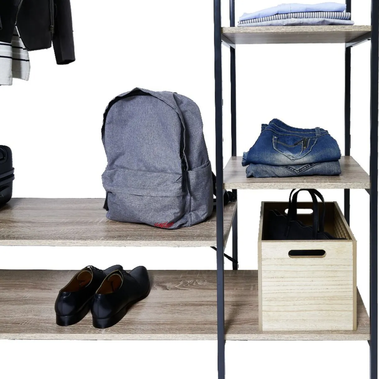 Rangement|Gifi Penderie bois XXL 6 étagères 160x40xH180cm