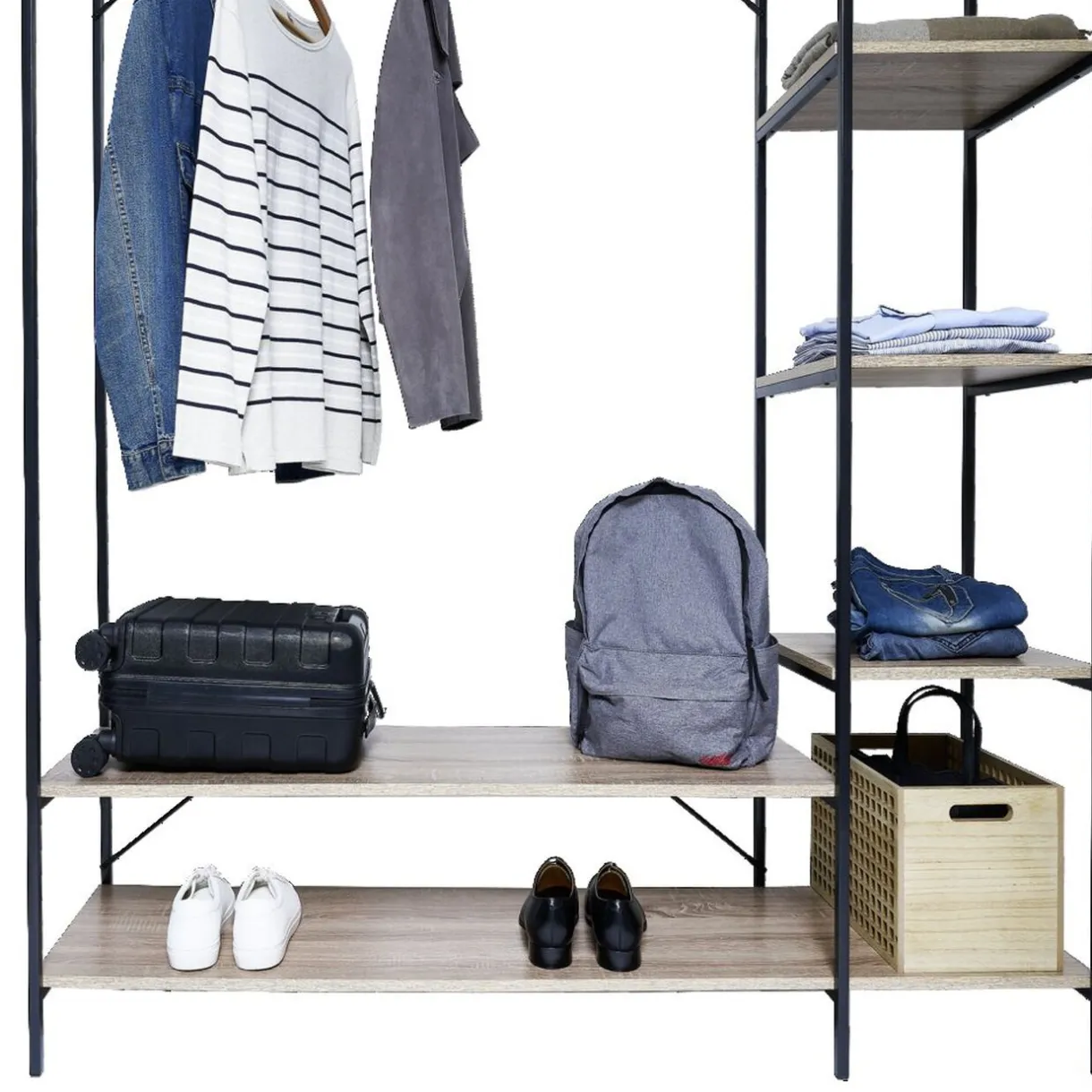 Rangement|Gifi Penderie bois XXL 6 étagères 160x40xH180cm