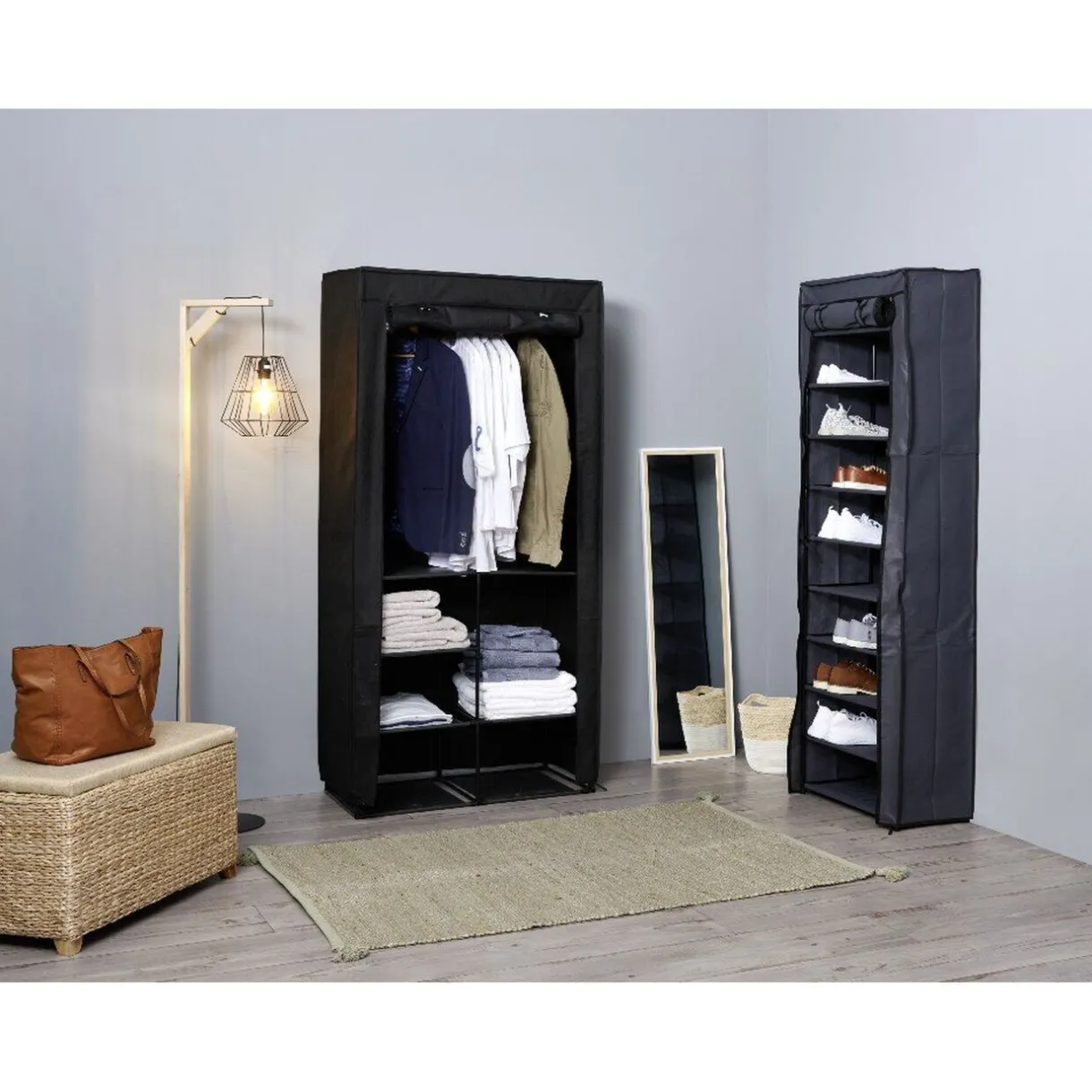 Rangement|Gifi Penderie tablette métal noire