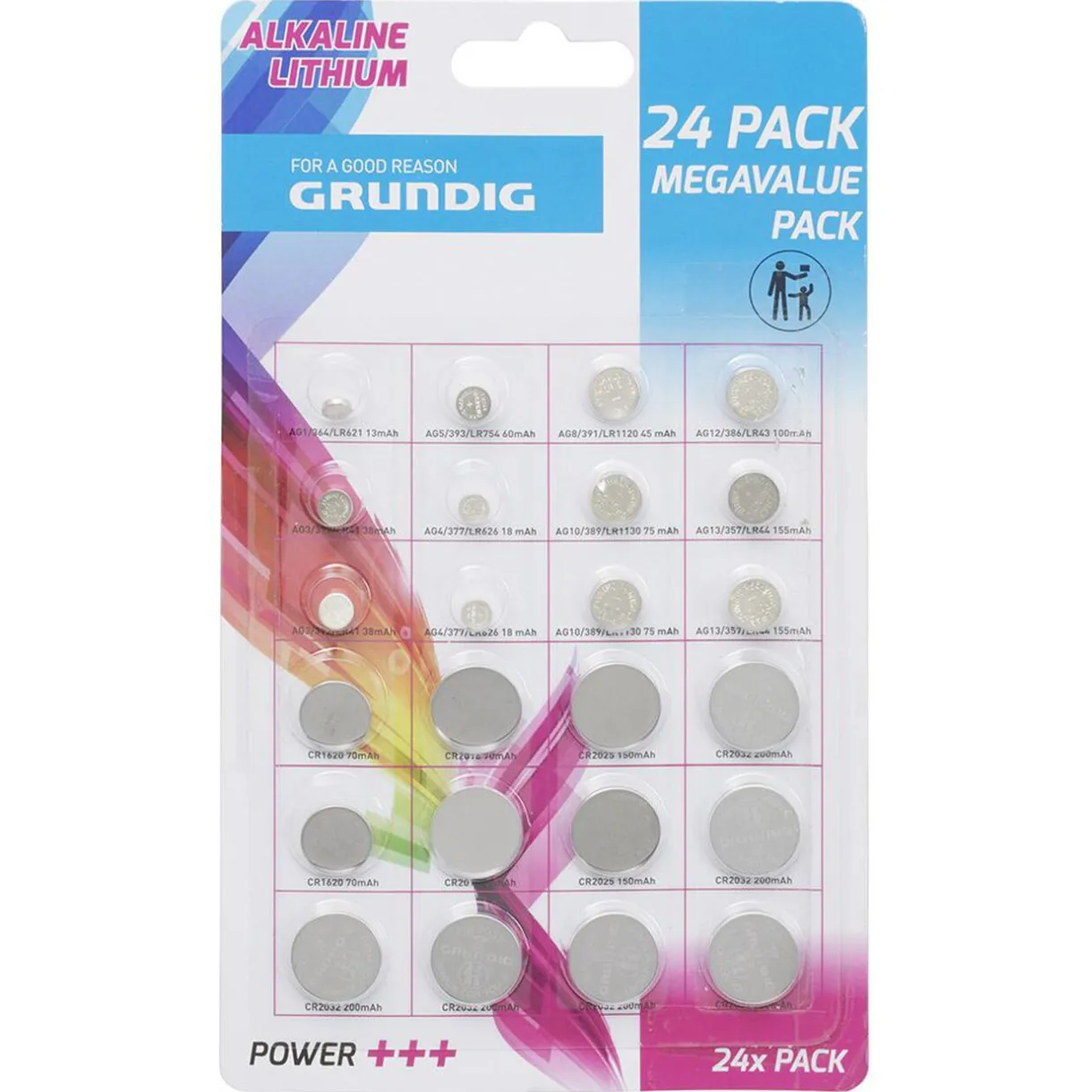 Discount Gifi Pile bouton alcaline lithium Grundig 24 pièces