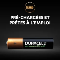 Gifi Pile rechargeable Duracell AAA 750mAh - Lot de 4