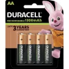 Gifi Pile rechargeable Duracell AA 1300 mAh, LR6 - Lot de 4