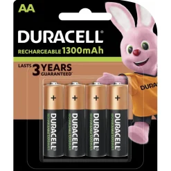 Gifi Pile rechargeable Duracell AA 1300 mAh, LR6 - Lot de 4