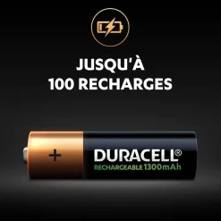 Gifi Pile rechargeable Duracell AA 1300 mAh, LR6 - Lot de 4